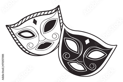 Different Mask silhouette vector with white background. Masquerade vector for apps or web party superhero carnival villain or burglar icon in flat. 
costume eye mask hidden person face.