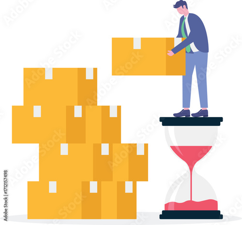 Payment options, shipping information, delivery concept with tiny people
