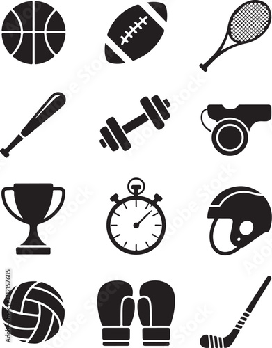 Sports icons: win, train, compete, achieve success