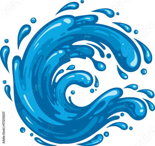 Water splashes logo, flowing liquid motion curves stripes swirls silhouettes set vector illustration, Wave logotypes