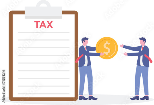 Filing tax return software, electronic tax filing, filing taxes by yourself concept with tiny people.
