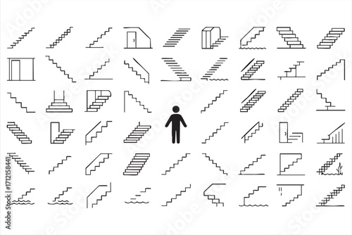 Collection of stairway doodle illustrations for construction and access graphics