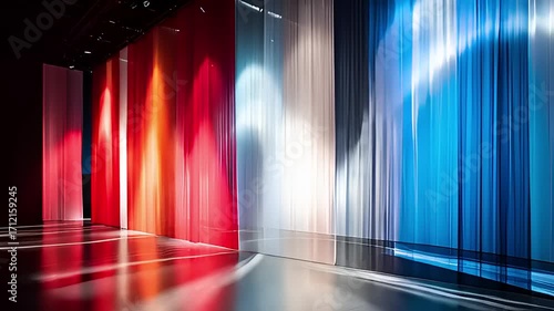 A vibrant spectrum: Abstract interior space with colorful vertical gradients