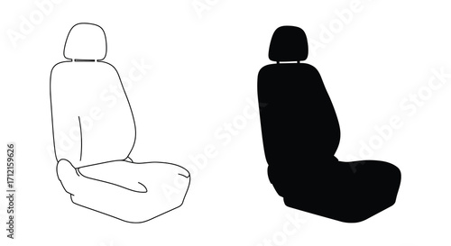 Simple illustration depicting two car seats one light and one dark