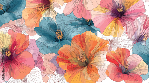 Vibrant Tropical Floral Pattern Vector for Graphic Design Projects
