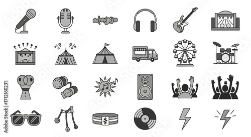 Collection of Music Festival Icons.