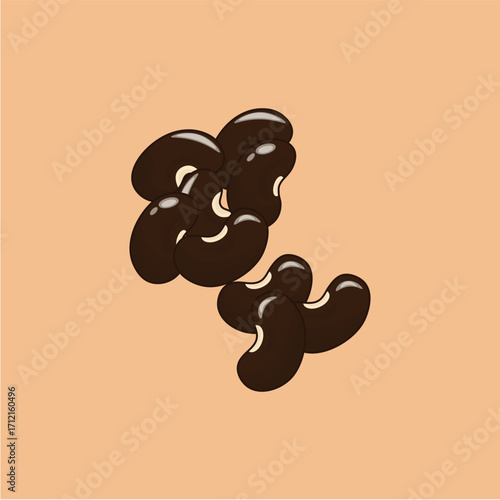 Illustration of black beans used as food or snacks