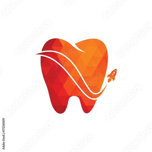 Rocket dental logo. Tooth and rocket logo combination. Dental and airplane symbol or icon