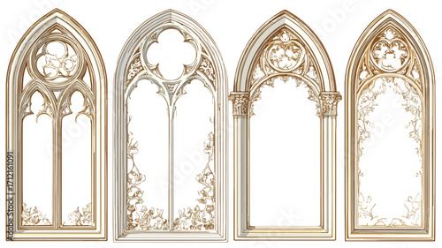 Elegant Vintage Victorian Window Vector Illustration