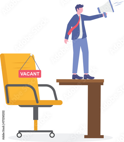 Career opportunity, we are hiring concept. Searching employees for vacant place or find job with binocular.
