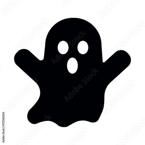 An illustration depicting a black icon of Halloween scary holiday attributes on a white background
