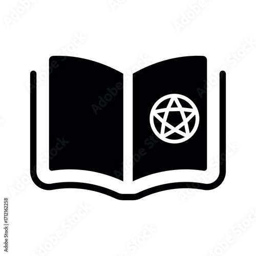 An illustration depicting a black icon of Halloween scary holiday attributes on a white background