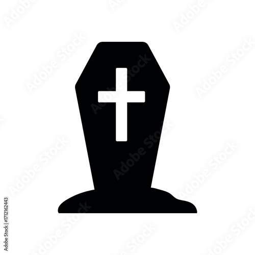 An illustration depicting a black icon of Halloween scary holiday attributes on a white background