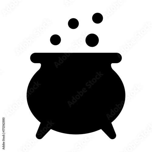 An illustration depicting a black icon of Halloween scary holiday attributes on a white background