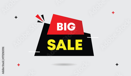big sale web banner editable vector art illustration design red gradient black shapes white gray background abstract modern creative promotional marketing template visual layout