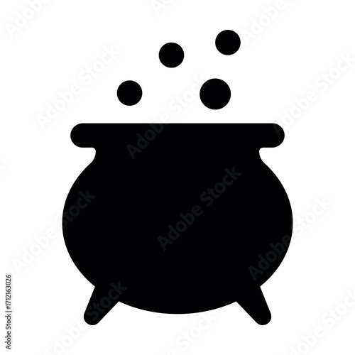 An illustration depicting a black icon of Halloween scary holiday attributes on a white background