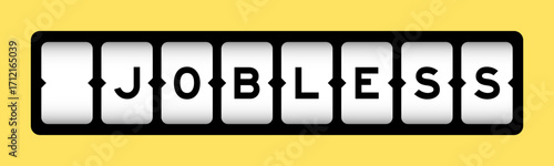 Black color in word jobless on slot banner with yellow color background