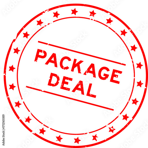 Grunge red package deal word round rubber seal stamp on white background