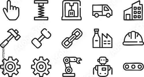Industrial and Production Tools Icons Collection for Graphic Design