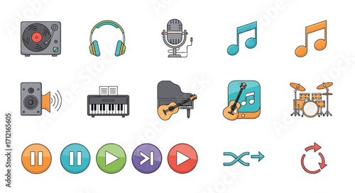 Music and Audio Icons - A Collection of Musical Elements.