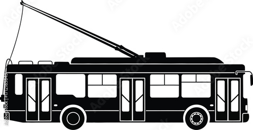 Back silhouette Vector art of a trolleybus 