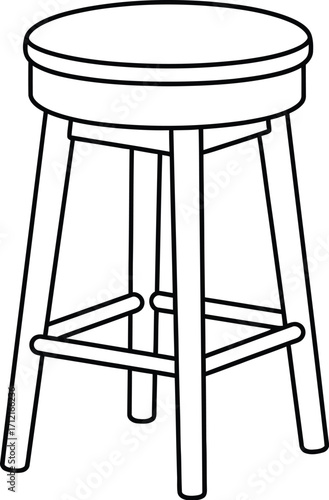 Vector art of simple line drawing of stool