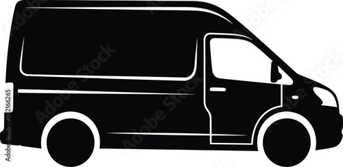 Black silhouette Vector art of a van