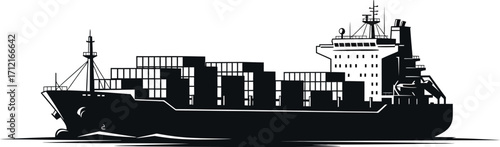 Vector art of container ship silhouette