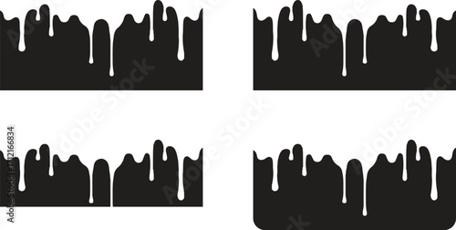 Dripping Liquid Illustrations Set for Graphic Design.A collection of vector illustrations showing various dripping liquid patterns.