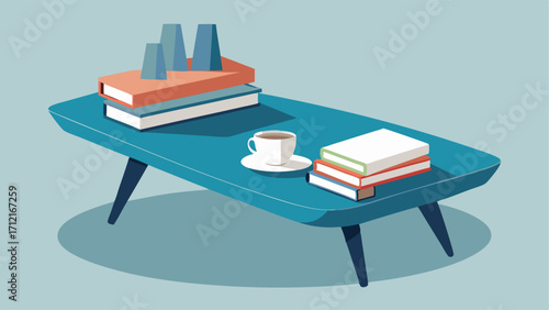 A sleek and modern coffee table with a stack of magazines.