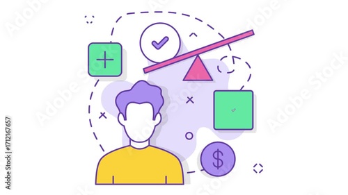 Customer Perceived Value conceptual animation, Balancing Price and Satisfaction animated video, Business corporation clip,Weighing Options for Better Outcomes  footage, Sales Marketing motion graphics