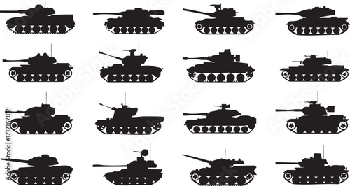 War Vehicle and Combat Armor Symbols Set for Army Design