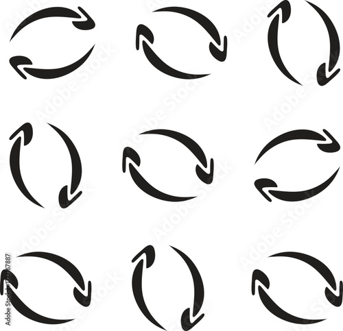 Set arrow icons. Collection different arrows sign. Set different cursor arrow direction symbols in flat style. Black arrows icons