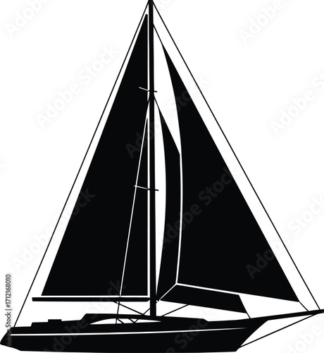 Sailboat silhouette vector art for nautical and sea theme