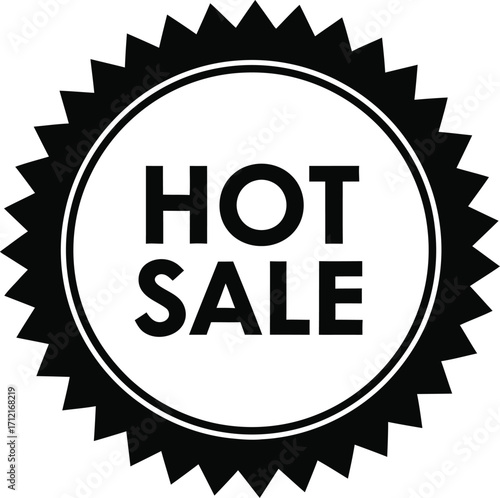 Hot sale badge vector art in solid black color