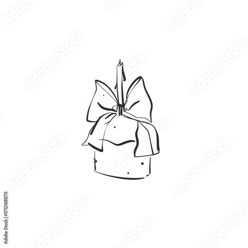 Hand drawn abstract vector graphic illustration collection with cute, stylized Happy Easter cake line design.Trendy modern Easter design concept.Vector line sketch traditional symbol. Easter icons .
