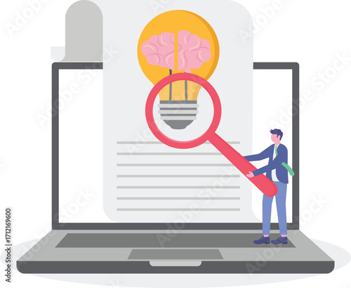 Vector illustration of searching for new ideas solutions,

