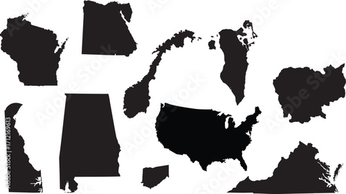 World map on white background. World map template with continents, North and South America, Europe and Asia, Africa and Australia
