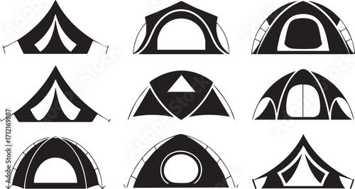 Vector Tent Symbols Set for Hiking Camping and Wilderness Trips