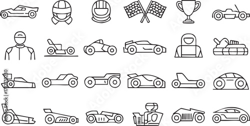 Motorsport Symbol Pack Featuring Cars Drivers Flags and Cups