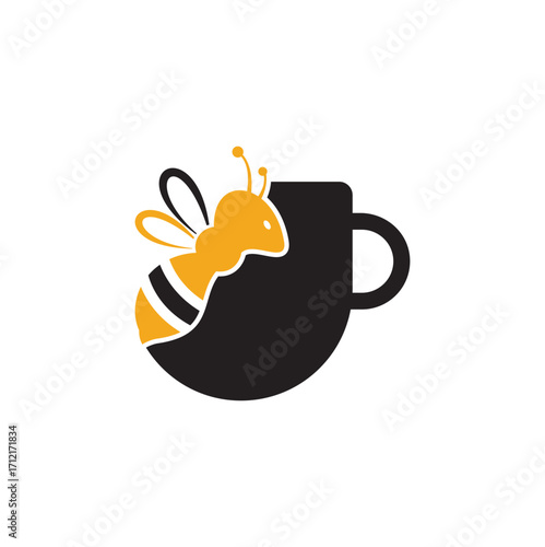 Coffee bee logo inspiration. Cafe or drink design template.