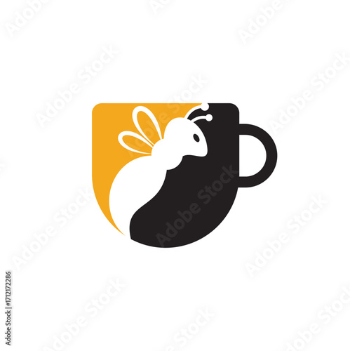 Coffee bee logo inspiration. Cafe or drink design template.