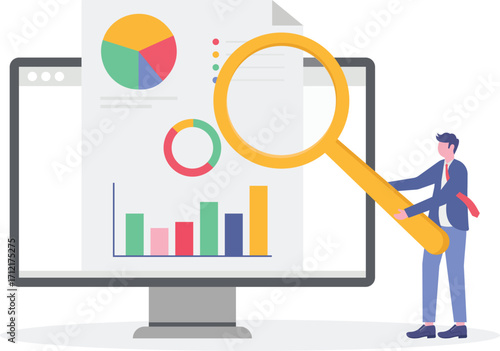 Paid media, digital auditing, naming and taglines concept with tiny people.
