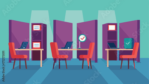 A designated quiet zone with individual study carrels.
