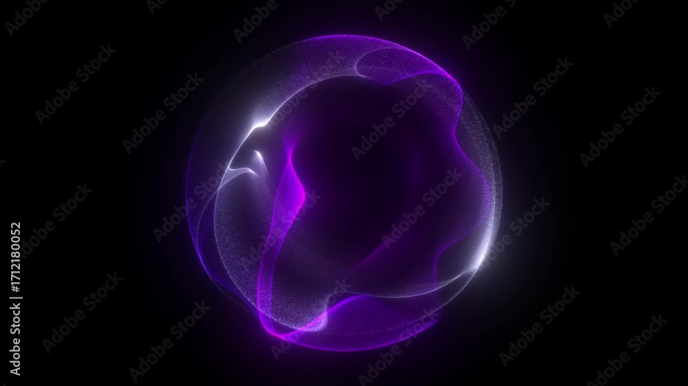 Bright glowing rotating particle 3d sphere in the Universe. Abstract ...