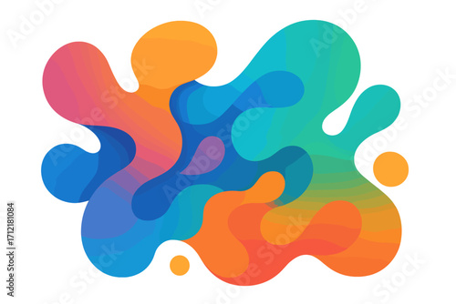 Colorful abstract fluid shapes blending in a vibrant liquid design. Modern art background. Vector illustration with flowing gradients, organic forms, and dynamic splash concept.