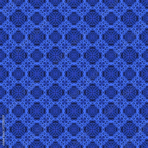 abstract seamless pattern,blue,black curves,painted create to flower shape,leaves with blue background in geometric patterns as sarong,fabric,tile,printed fabric,batik,tablecloth patterns.
