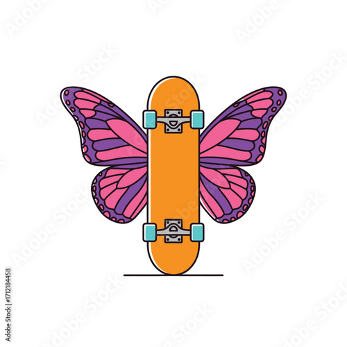 Butterfly Wings Skateboard Illustration A Whimsical Design