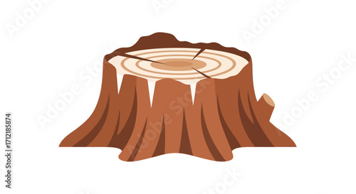 Isolated vector illustration of a detailed tree stump.