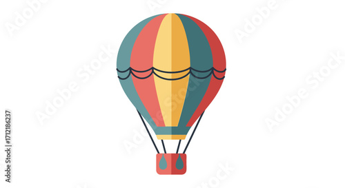 Colorful hot air balloon vector illustration isolated on white.